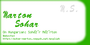 marton sohar business card